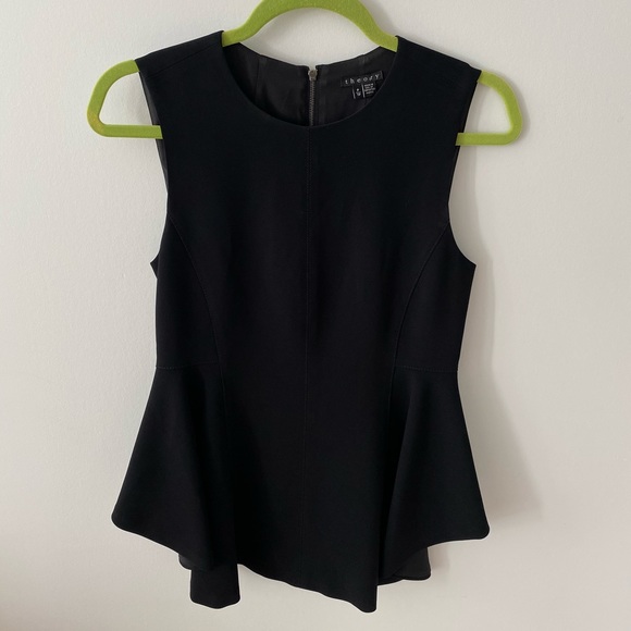 Theory High Low Black Peplum Top - Picture 1 of 4